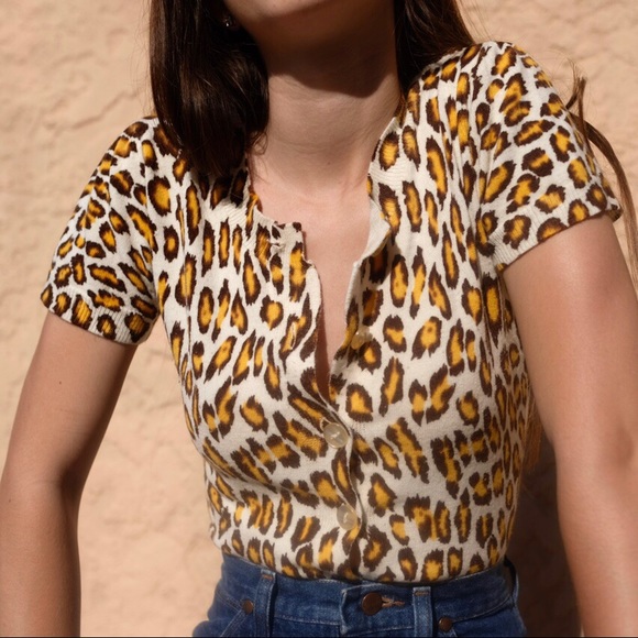 VINTAGE CHEETAH CARDIGAN - Picture 1 of 3